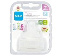 MAM Tetine anatomique - Debit 2 Moyen - Silicone - Lot de 2 - Transparent