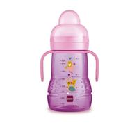 MAM Trainer 220 ml, Biberón agua y leche para bebés a partir de 4 meses | Boquilla extra suave, asas ergonómicas antideslizantes, tetina antigoteo de silicona SkinSoft, sin BPA/BPS