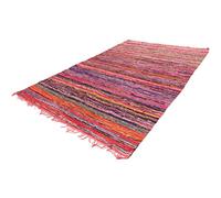 MAM Treasures Chindi - Alfombra de trapo para decoración del hogar, alfombra india bohemia para decoración del suelo, alfombra de algodón colorido, alfombra de sala de estar, alfombra de baño (rojo, 3