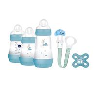 MAM Welcome to the World Set, Regalo Recién Nacido, Azul, 5 uds | 2 Biberones Anti-Colic 160 ml, 1 Biberón Anti-Colic 260 ml, 1 Chupete Original Start, 1 Broche, Para Bebés +0 meses
