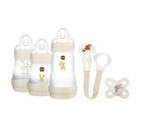 MAM Welcome to the World Set, Regalo Recién Nacido, Neutro, 5 uds | 2 Biberones Anti-Colic 160 ml, 1 Biberón Anti-Colic 260 ml, 1 Chupete Original Start, 1 Broche, Para Bebés +0 meses