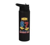 Mamá 67 Meme Cumpleaños 7 Años Bloques De Construcción Ladrillos Stainless Steel Insulated Water Bottle