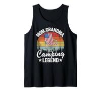 Mamá Abuela Camping Leyenda Bandera Americana Mujeres Camping Camiseta sin Mangas
