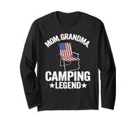 Mamá Abuela Camping Leyenda Bandera Americana Mujeres Camping Manga Larga