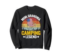 Mamá Abuela Camping Leyenda Bandera Americana Mujeres Camping Sudadera