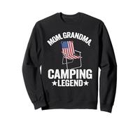 Mamá Abuela Camping Leyenda Bandera Americana Mujeres Camping Sudadera
