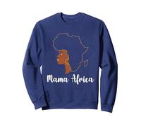 Mama Africa - Mapa de África Sudadera, Unisex para Adultos, Azul Marino, M