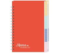 Mama AG Familienplaner Buch A5 2027: Roter Terminkalender mit 5 Spalten, Registerblätter und Schulferien. Buchkalender für die Familie. Familienkalender 2027.