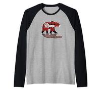 Mama Bear Cuadros Amor Familiar Naturaleza Mamá Camiseta Manga Raglan