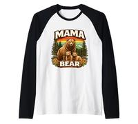Mama Bear Family Pride, Strong Mom Nature Art Camiseta Manga Raglan