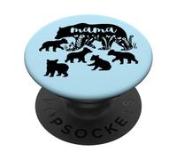 Mama Bear with 5 Cachorros Día de la Madre Mamá Anuncio de Embarazo PopSockets PopGrip Adhesivo