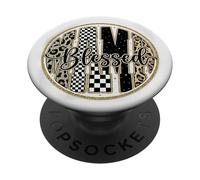 Mama Blessed Checkered Leopard Pattern Aesthetic PopSockets PopGrip Adhesivo