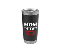 Mamá cansada de 2 niños divertida madre con dos niños batería baja Vaso térmico de acero inoxidable de doble pared