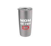 Mamá cansada de 2 niños divertida madre con dos niños batería baja Vaso térmico de acero inoxidable de doble pared