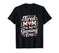 Mamá cansada en su era de Juegos Lindos Corazones Camiseta