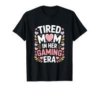 Mamá cansada en su era de Juegos Lindos Corazones Camiseta