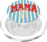 Mama Coquette Bow Retro Stripe Daisy Aesthetic Mother PopSockets PopGrip para MagSafe