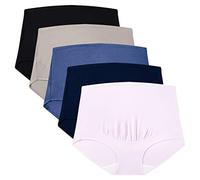 Mama Cotton Women's Over The Bump Maternity Bragas de Cintura Alta Cobertura Completa de Embarazo (Multicolor c 5 Paquete, tamaño-m)