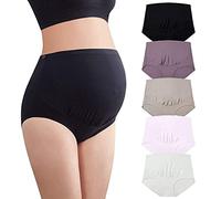 Mama Cotton Women's Over The Bump Maternity Bragas de Cintura Alta Cobertura Completa de Embarazo (Multicolor B 5 Paquete, tamaño-XXL)