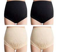 Mama Cotton Women's Over The Bump Maternity Brass Cobertura Completa de la Cintura Alta del Embarazo (Paquete Multicolor C 4, tamaño-XL)