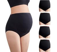 Mama Cotton Women's Over The Bump Maternity Brass Cobertura Completa de la Cintura Cobertura de Embarazo (All Black 4 Pack, Size-M)