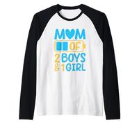 Mamá De 2 Niños 1 Chica Batería Gráfico Camiseta Manga Raglan