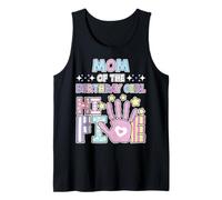 Mamá de la niña de cumpleaños Lindo Pastel 5 años niños Hola 5 Camiseta sin Mangas