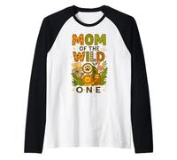 Mamá de la Salvaje Acogedor Zoológico Cumpleaños Safari Jungle Animal Camiseta Manga Raglan