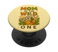 Mamá de la Salvaje Acogedor Zoológico Cumpleaños Safari Jungle Animal PopSockets PopGrip Adhesivo