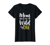 Mamá De La Salvaje Un Cumpleaños Primera Fiesta Primera Cosa Mamá Camiseta gráfica económica, Mujer, Negro, S