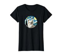 Mamá de Perro Chihuahua de Pelo Largo - Van Gogh Starry Night Style Camiseta gráfica económica, Mujer, Negro, M