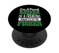 Mamá De Un Maldito Impresionante Pescador Pesca Pescador Pescado Dicho PopSockets PopGrip Adhesivo