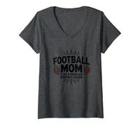Mamá Divertida de fútbol: más Fuerte Que Las mamás Regulares Camiseta Cuello V, Mujer, Jaspeado Oscuro, XXL