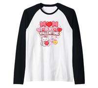 Mamá es mi San Valentín Linda Familia Amor Cita Camiseta Manga Raglan