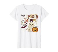 Mamá Espeluznante, Linda mamá Fantasma, Calabaza, murciélago, telaraña, Halloween, mamá Camiseta gráfica económica, Mujer, Blanco, XS