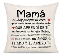 Mamá Espero que Cada Vez que Abrace esta Almohada Te Recuerda Cuánto Te Quiero Funda de Cojín Regalo para Mujer Día del Madre Madrina del Hijo Hija Ideal Orginal Regalo del Cumpleaños Navidad (Mamá-9)