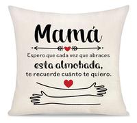 Mamá Espero que Cada Vez que Abrace esta Almohada Te Recuerda Cuánto Te Quiero Funda de Cojín Regalo para Mujer Día del Madre Madrina del Hijo Hija Ideal Orginal Regalo del Cumpleaños Navidad (Mamá-5)