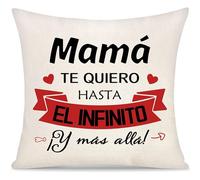 Mamá Espero que Cada Vez que Abrace esta Almohada Te Recuerda Cuánto Te Quiero Funda de Cojín Regalo para Mujer Día del Madre Madrina del Hijo Hija Ideal Orginal Regalo del Cumpleaños Navidad (Mamá-6)