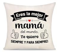 Mamá Espero que Cada Vez que Abrace esta Almohada Te Recuerda Cuánto Te Quiero Funda de Cojín Regalo para Mujer Día del Madre Madrina del Hijo Hija Ideal Orginal Regalo del Cumpleaños Navidad (Mamá-3)