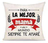 Mamá Espero que Cada Vez que Abrace esta Almohada Te Recuerda Cuánto Te Quiero Funda de Cojín Regalo para Mujer Día del Madre Madrina del Hijo Hija Ideal Orginal Regalo del Cumpleaños Navidad (Mamá-8)