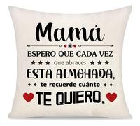 Mamá Espero que Cada Vez que Abrace esta Almohada Te Recuerda Cuánto Te Quiero Funda de Cojín Regalo para Mujer Día del Madre Madrina del Hijo Hija Ideal Orginal Regalo del Cumpleaños Navidad (Mamá-1)