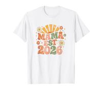 Mama EST 2026 Groovy Retro Daisy Flower New Mom Día de la Madre Camiseta