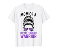 Mamá Fibrosis Quística Guerrero Morado Concientización Moño Desordenado Mamá Camiseta