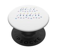 Mamá Floral Best Mum in British with Hibiscus White PopSockets PopGrip Adhesivo