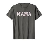 Mama Floral Patchwork Style Lettering Cute Vintage Mom Camiseta