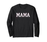 Mama Floral Patchwork Style Lettering Cute Vintage Mom Manga Larga