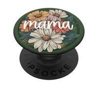 Mama Floral Retro Daisy Bouquet Aesthetic Motherhood PopSockets PopGrip Adhesivo