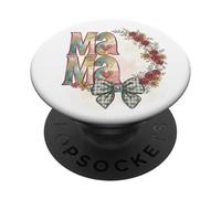 Mama Floral Wreath Gingham Bow Graphic Design PopSockets PopGrip Adhesivo