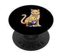 Mamá Gata Protectora Queer No Binaria con Su Cría PopSockets PopGrip Adhesivo