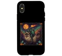 Mamá Gato Ragdoll Halloween Caballero Luna Calabaza Carcasa para iPhone X/XS